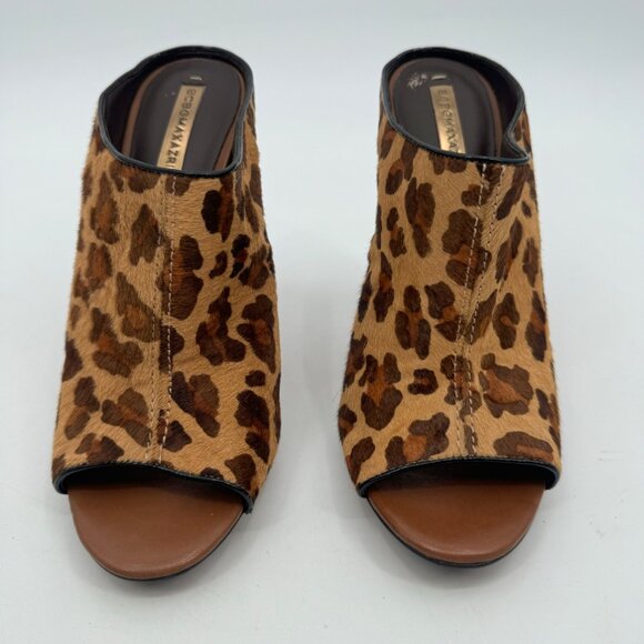 BCBGmaxazria leopard print hair suede open toe mules sz 10 - Picture 1 of 5